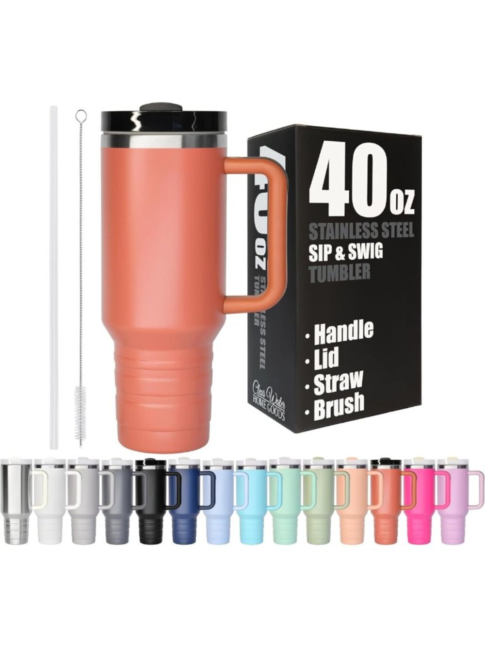 Coral Pink 40 oz Insulated Tumbler | BPA-Free, Reusable, Travel Mug